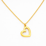 Colar Feminino em Aço Inox de Coração Vazado com PVD Dourado e Prata