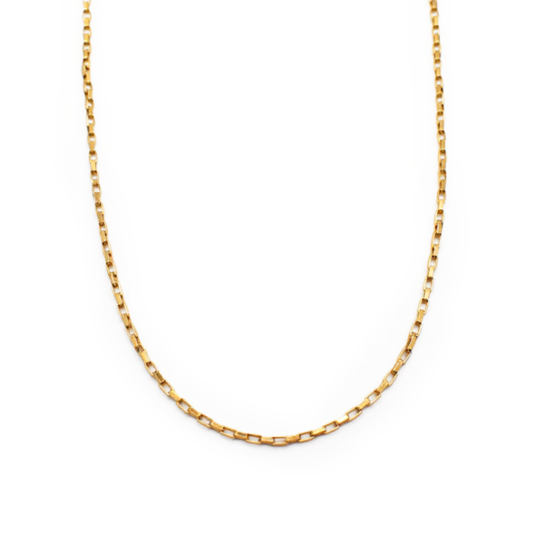 Corrente Masculina Elo Quadrado Aço Inox Dourado