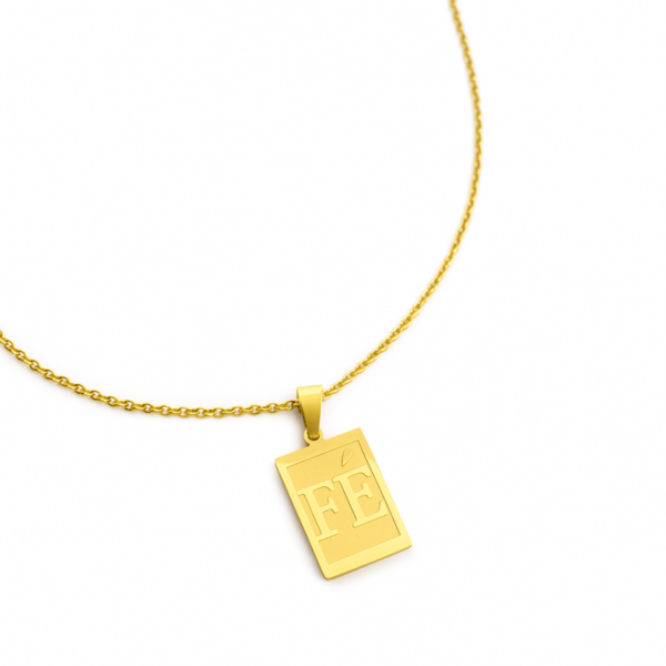 Corrente com Pingente Fé Aço Inox 45 cm em PVD Dourado