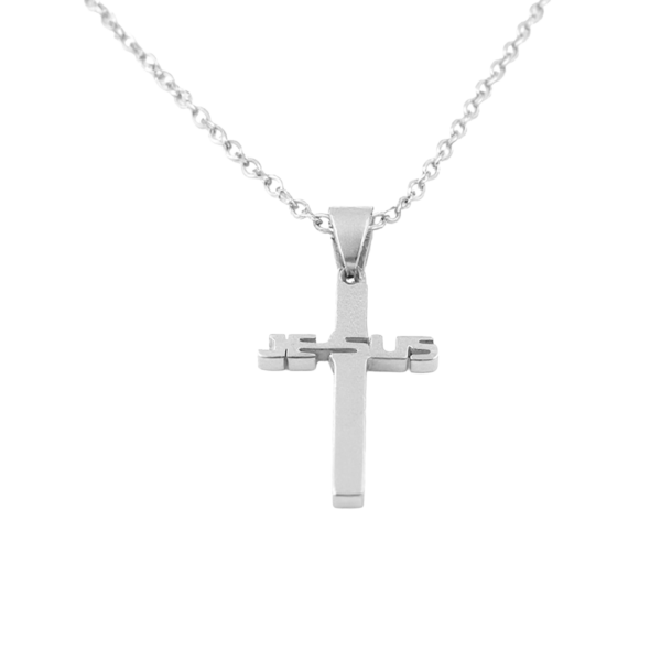 Corrente Cruz Jesus 45 Cm Aço Inox Prata