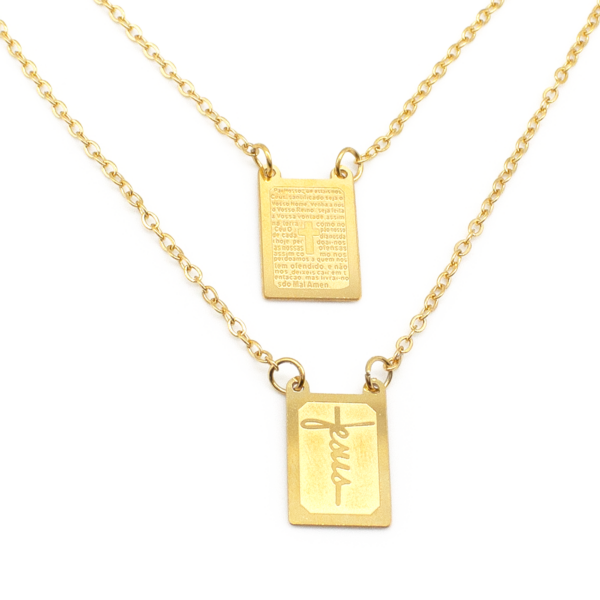 Escapulário Jesus 65 Cm Aço Inox Dourado