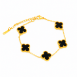Pulseira 5 Trevos 7cm em Aço Inox dourado