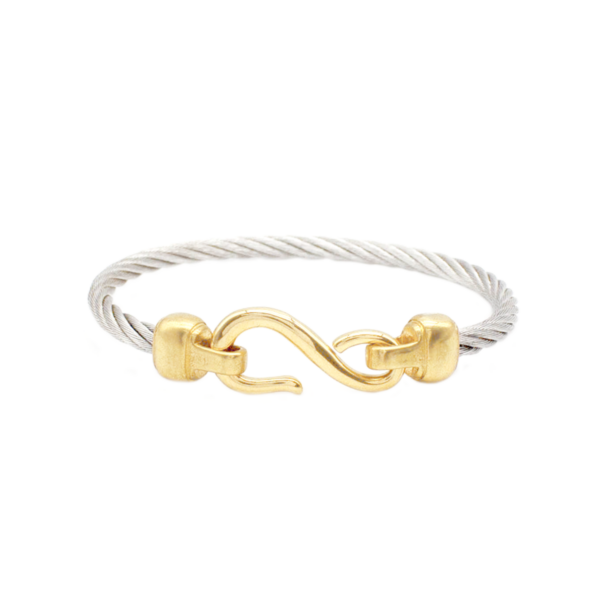 Bracelete de Aço Inox com Fecho em “S” Dourado