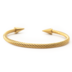 Bracelete Moderno em Aço Inox Trançado com Pontas Dourado