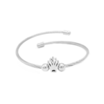 Bracelete De Aço Inox Coroa Central Design Moderno E Masculino Prata