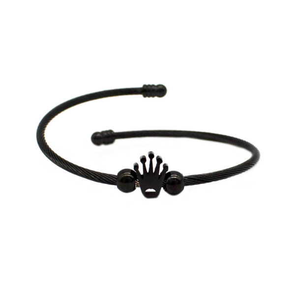 Bracelete de Aço Inoxidável Coroa Central Estilo Moderno Preto Fosco
