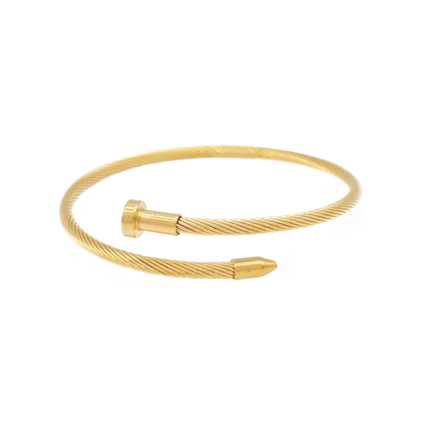 Bracelete Com Design De Prego Em Aço Inox PVD Dourado