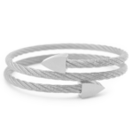 Bracelete Maleável Estilo Corda Com Setas Nas Pontas Em Aço Inox PVD Prata