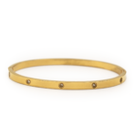 Bracelete Com Zircônias Cravejadas Em Aço Inox PVD Dourado