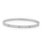 Bracelete Com Zircônias Cravejadas Em Aço Inox PVD Prata
