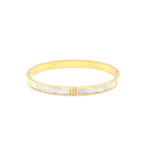 Bracelete Com Madrepérola E Zircônias Centrais Em Aço Inox PVD Dourado