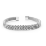 Bracelete Com Mini Design Trançado Em Aço Inox PVD Prata