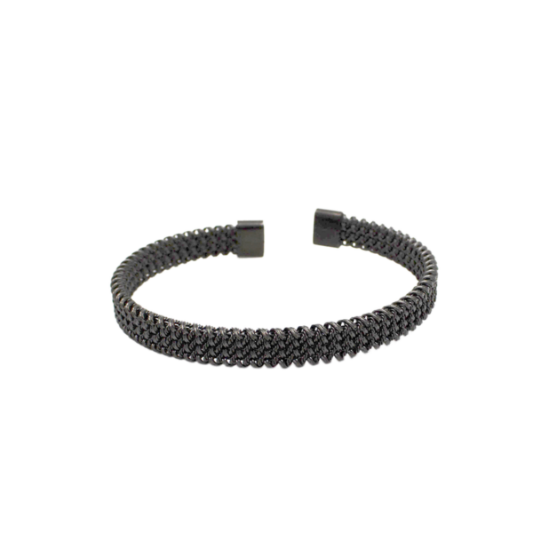 Bracelete Com Mini Design Trançado Em Aço Inox PVD Preto