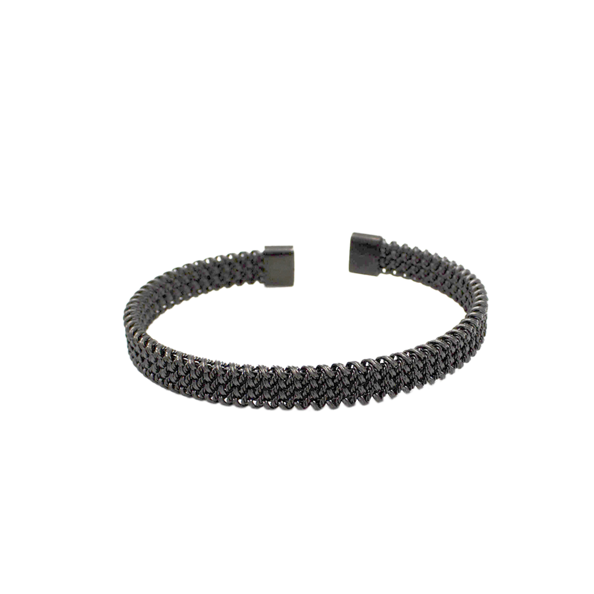 PA126-RN-1 Bracelete Com Mini Design Trançado Em Aço Inox PVD Preto - Imagem 1
