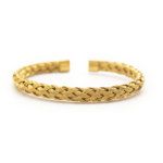 Bracelete Minimalista Com Design Trançado Em Aço Inox PVD Dourado