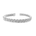 Bracelete Minimalista Com Design Trançado Em Aço Inox PVD Prata