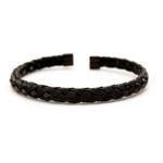 Bracelete Minimalista Com Design Trançado Em Aço Inox PVD Preto