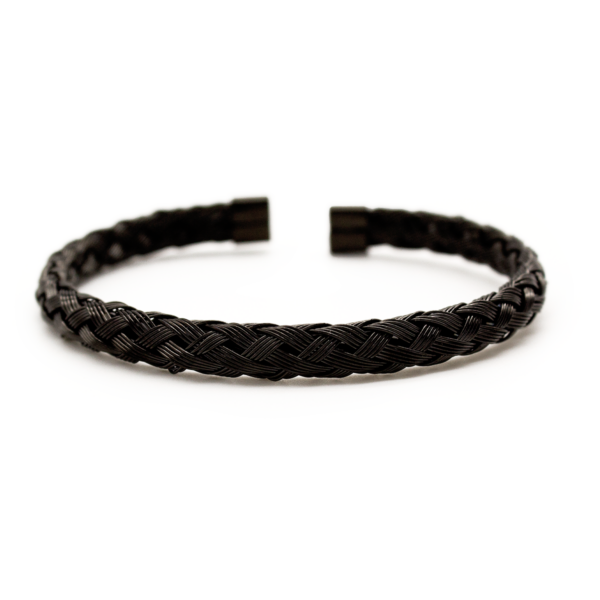 Bracelete Minimalista Com Design Trançado Em Aço Inox PVD Preto