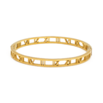 Bracelete De Números Romanos Vazados Em Aço Inox Com Revestimento PVD Dourado