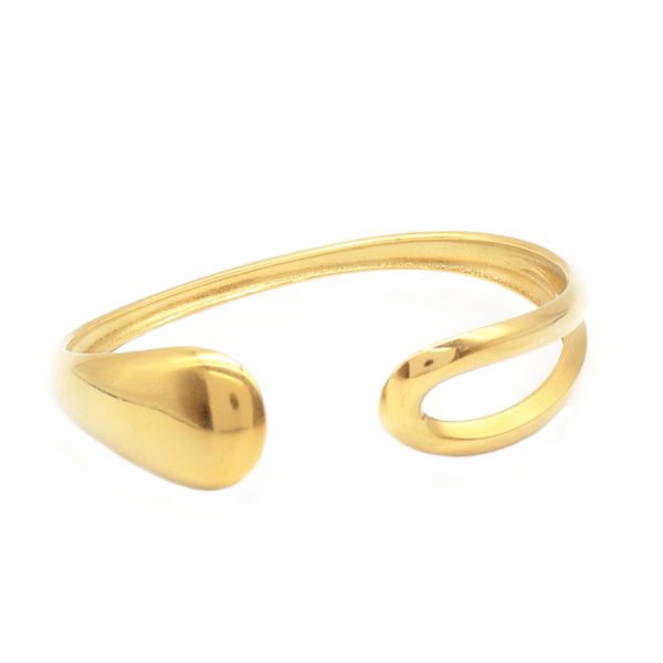 Bracelete Liso Oval E Vazado Em Aço Inox Com Revestimento PVD Dourado