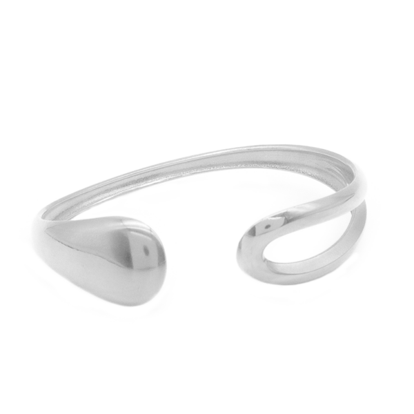 Bracelete Liso Oval E Vazado Em Aço Inox Com Revestimento PVD Prateado