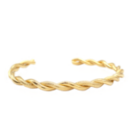 Bracelete De Elos Rígidos Trançados Aço Inox Revestimento PVD Dourado