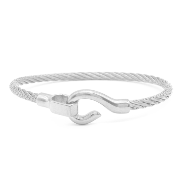 Bracelete Trançado Com Fecho Anzol Aço Inox Com Revestimento PVD Prateado