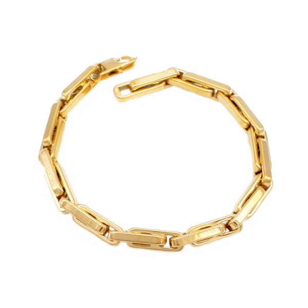 Pulseira De Elos Grumê Lisos Em Aço Inox Com Revestimento PVD Dourado