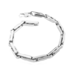 Pulseira De Elos Grumê Lisos Em Aço Inox Com Revestimento PVD Prateado