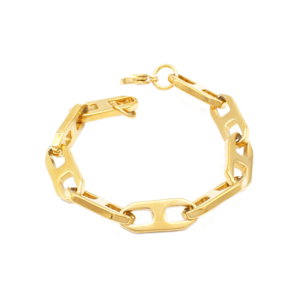 Pulseira De Elos Vazados Em Aço Inox Com Revestimento PVD Dourado