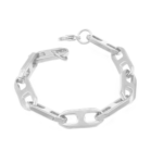 Pulseira De Elos Vazados Em Aço Inox Com Revestimento PVD Prateado