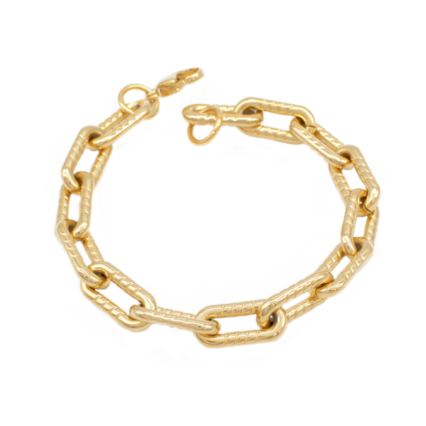 Pulseira De Elos Cadeados Detalhado Em Aço Inox Com Revestimento Pvd Dourado