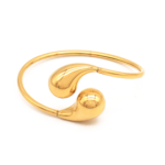 Bracelete Feminino Aberto Com Design De Duas Gotas Em Aço Inox Pvd Dourado