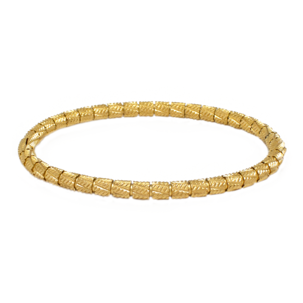 Bracelete Rígido Com Detalhe Trançado Em Aço Inox Com Revestimento PVD Dourado