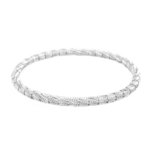 Bracelete Rígido Com Detalhe Trançado Em Aço Inox Com Revestimento PVD Prateado