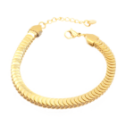 Pulseira De Elos Escamados Em Aço Inox Com Revestimento PVD Dourado