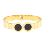 Bracelete Com Madrepérola E Detalhado Números Romanos Aço Inox Com Revestimento PVD Dourado