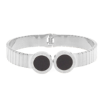 Bracelete Com Madrepérola E Detalhado Números Romanos Aço Inox Com Revestimento PVD Prateado