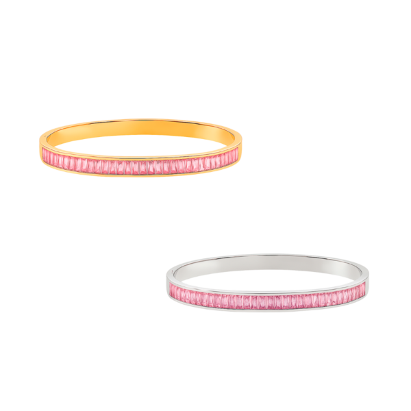 Bracelete Feminino Cravejado em Cristais em Aço Inox PVD Dourado e Prata