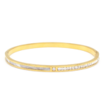 Bracelete Detalhado Em Madrepérola E Zircônia Em Aço Inox Com Revestimento PVD Dourado