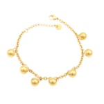 Pulseira De Esferas Lisas Clássica Em Aço Inox Com Revestimento PVD Dourado