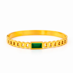Bracelete Femme com Detalhe de Pedra Zircônia Esmeralda em Aço Inox