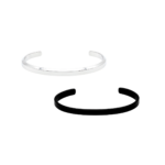 Bracelete Feminino Rígido Aberto em Formato de C em Aço Inox e Preto