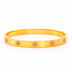 Bracelete Feminino com 5 Flores Cravejadas Aço inox Dourado e Prata