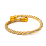 Bracelete Feminino Torcido Misto em Aço Inox