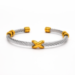 Bracelete Feminino em Aço Inox Brilha Coração Luz com Acabamento PVD