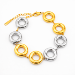 Pulseira Feminina 17 cm com Círculo Oco Aço inox mista