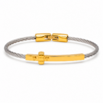 Bracelete Feminino Rígido Trançado Simples em Aço Inox