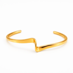 Bracelete Feminino em Aço Inox Orgânico Onda com PVD Dourado e Prata