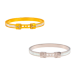 Bracelete Feminino com Detalhe em Madrepérola e Letra Romana em Cristais Aço Inox Dourado e Prata